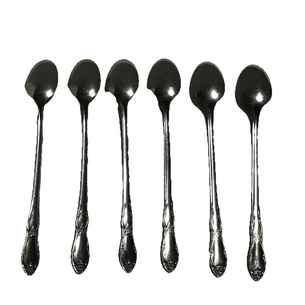 Oneida Mansfield‎ Lot Of 6 Iced Tea Spoons Wm A Rogers Stainless Flatware